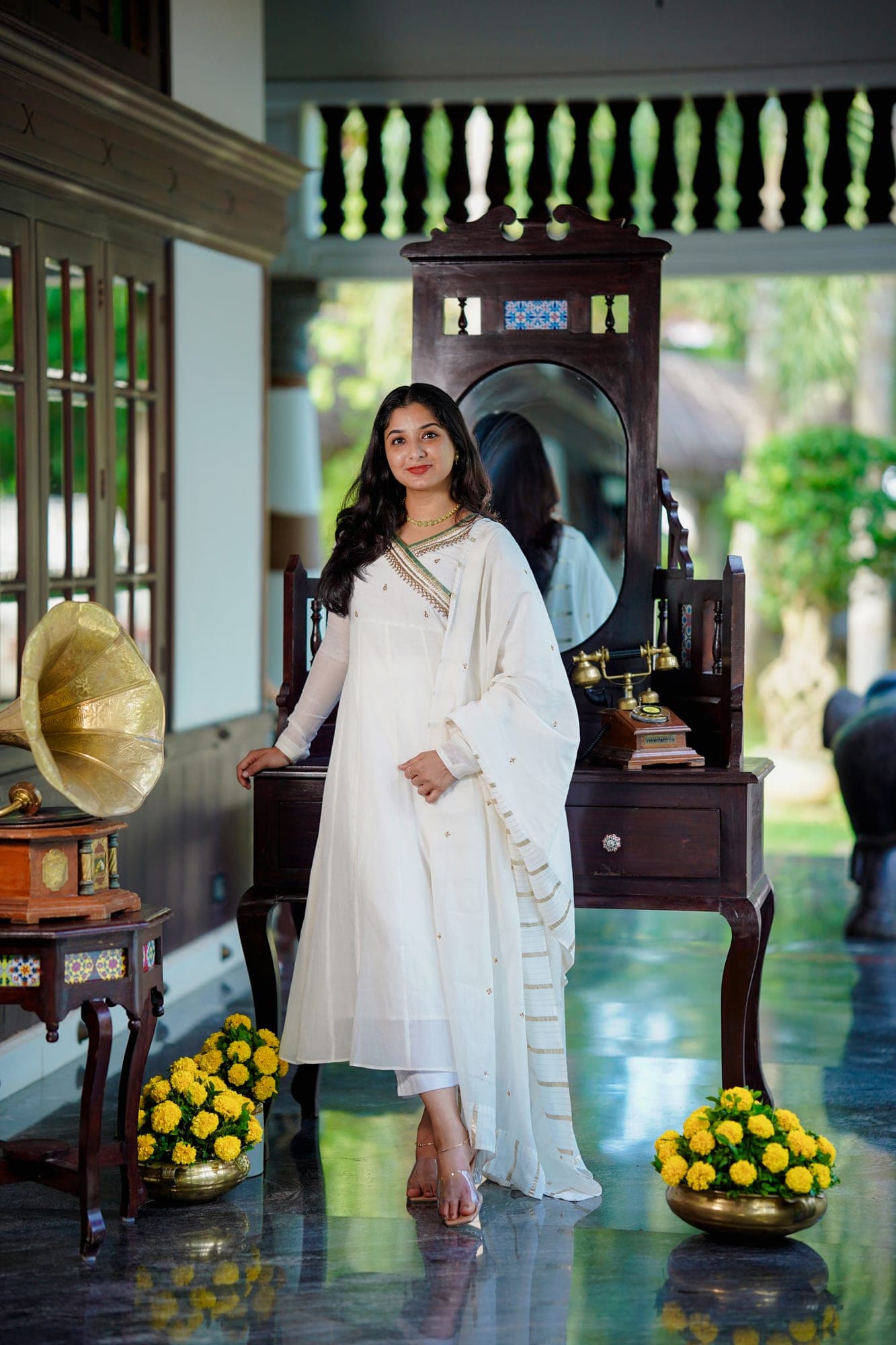 Kerala Kasavu Anarkali Set (Three Piece)